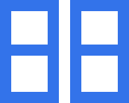 Blue logo of two bricks.